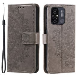 SKALO Xiaomi Redmi 12C 4G Mandala Flip Cover - Grå