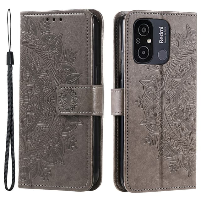 SKALO Xiaomi Redmi 12C 4G Mandala Plånboksfodral - Grå