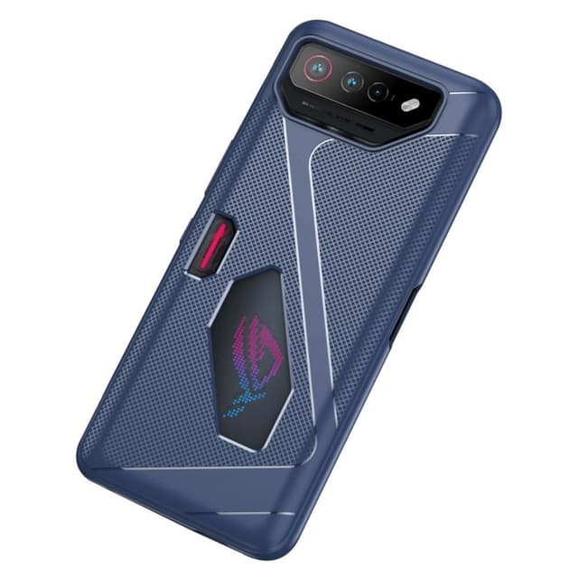 SKALO Asus ROG Phone 7 5G Carbon Fiber TPU-suojakuori - Sininen