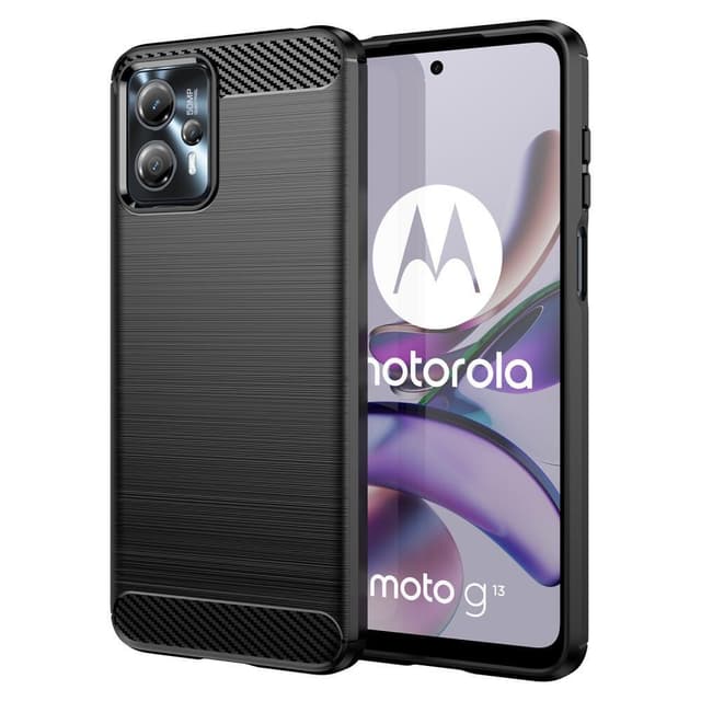 SKALO Motorola Moto G23 4G Armor Carbon Iskunkestävä TPU suojakuori - Musta