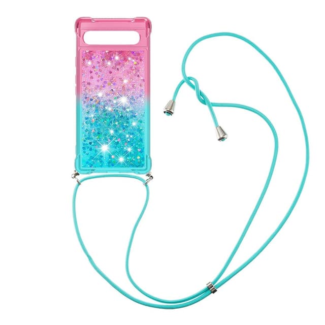SKALO Google Pixel 7a Kvicksand Glitter Mobilhalsband - Rosa-Turkos