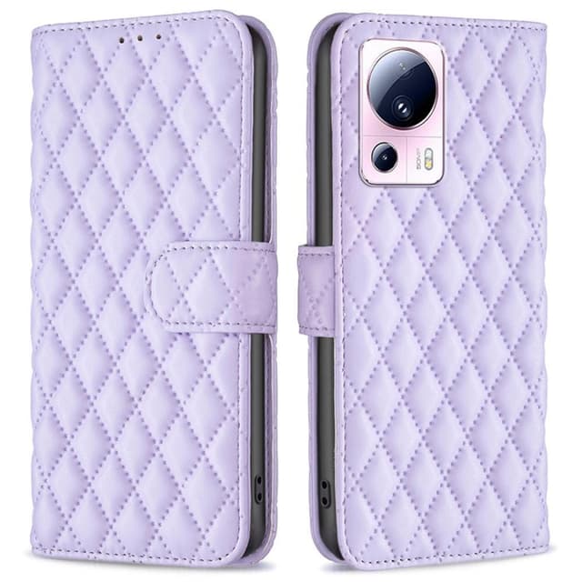 SKALO Xiaomi 13 Lite BINFEN COLOR Quiltat Plånbok - Lila