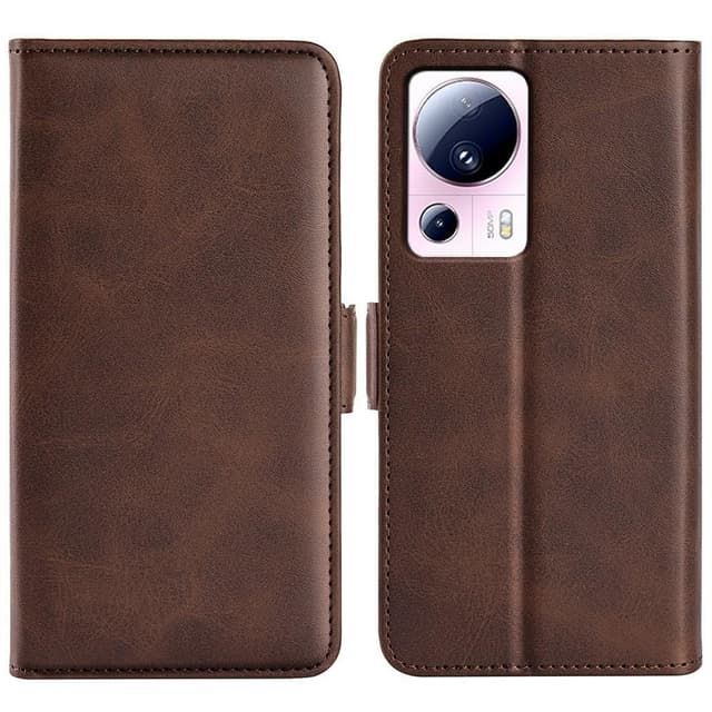 SKALO Xiaomi 13 Lite Premium Wallet Flip Cover - Brun