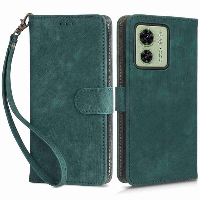 SKALO Motorola Edge 40 5G Flip Cover m. pung i PU-læder - Grøn