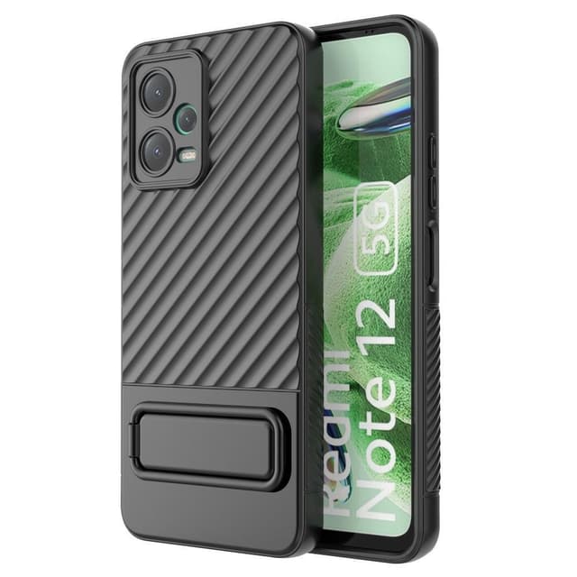 SKALO Xiaomi Redmi Note 12 5G Twill 2.0 TPU-Cover med rack - Sort