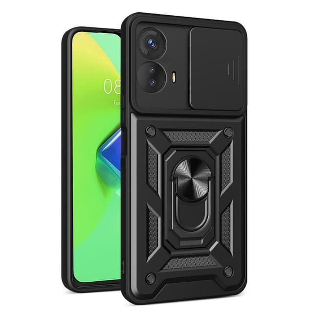 SKALO Motorola Moto G53 5G Armor hybridi metallirengas kameran liukusäädin - - Musta