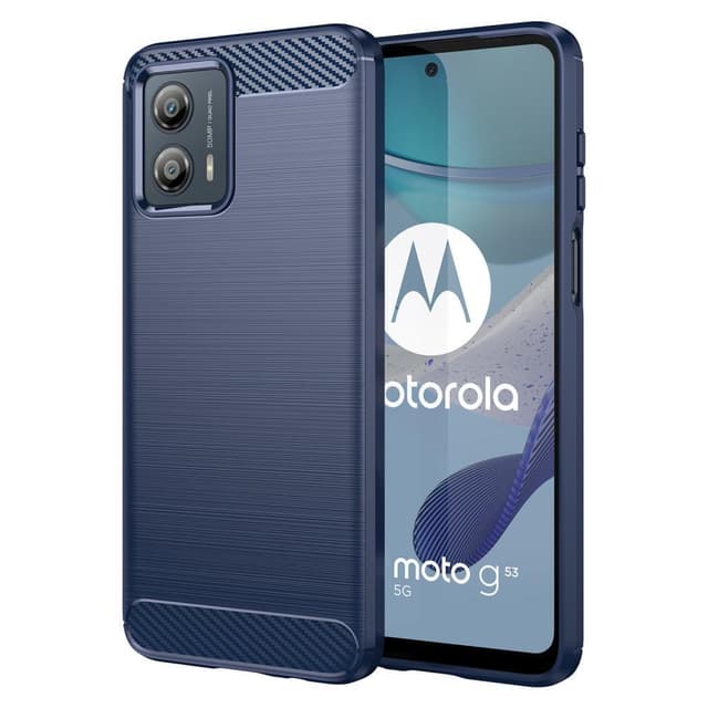 SKALO Motorola Moto G53 5G Armor Carbon Iskunkestävä TPU suojakuori - Sininen