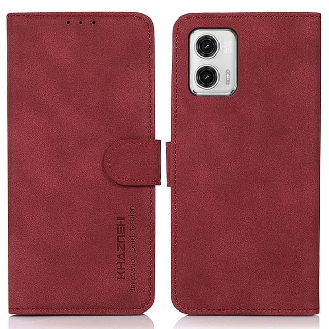 SKALO Motorola Moto G73 5G KHAZNEH Lompakkokotelo PU-nahasta - Punainen