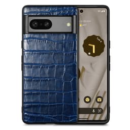 SKALO Google Pixel 7a Krokodil PU-Läder Hybrid Skal - Blå