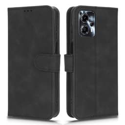 SKALO Motorola Moto G23 4G Matt PU-Läder Plånboksfodral - Svart