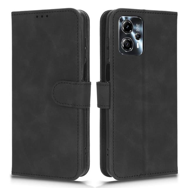 SKALO Motorola Moto G23 4G Matt PU-Läder Plånboksfodral - Svart