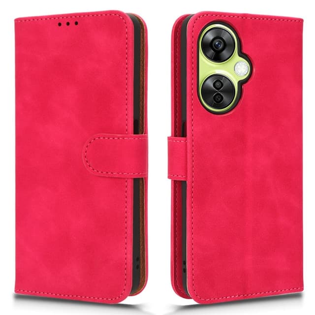 SKALO OnePlus Nord CE 3 Lite 5G Matt PU Nahka lompakkokotelo - Cerise