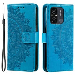 SKALO Xiaomi Redmi 12C 4G Mandala Flip Cover - Blå