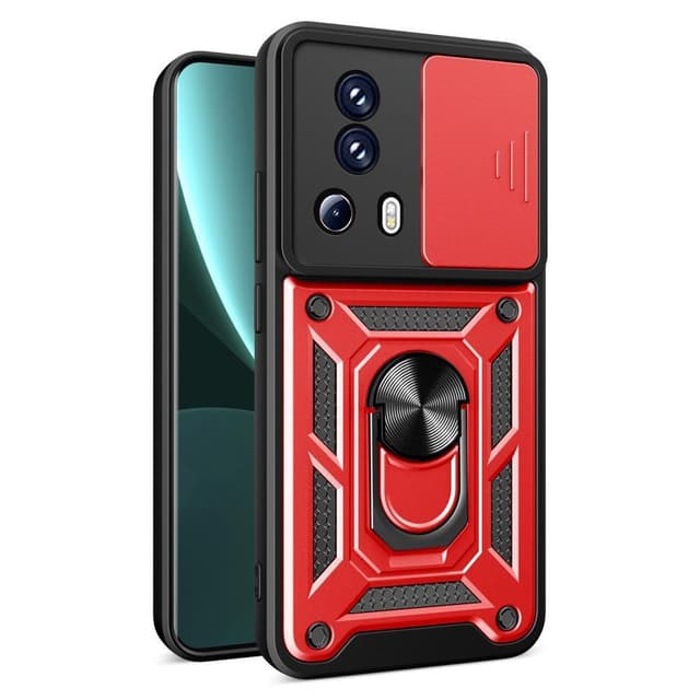 SKALO Xiaomi 13 Lite Armor Hybrid Metal Ring Camera Slider - Rød