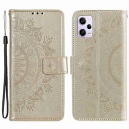 SKALO Xiaomi Redmi Note 12 Pro 5G Mandala Flip Cover - Guld