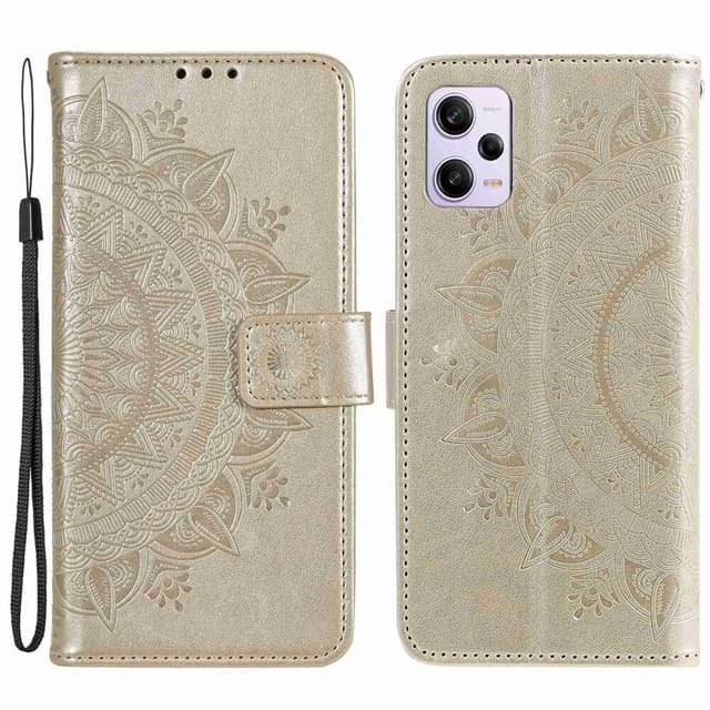 SKALO Xiaomi Redmi Note 12 Pro 5G Mandala Flip Cover - Guld