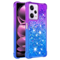 SKALO Xiaomi Redmi Note 12 Pro 5G Kvicksand Glitter Hjärtan TPU-skal - Lila-Blå