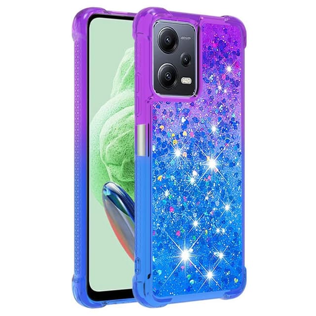 SKALO Xiaomi Redmi Note 12 5G Kvicksand Glitter Hjärtan TPU-skal - Lila-Blå