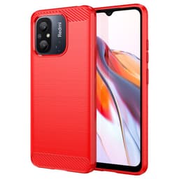 SKALO Xiaomi Redmi 12C 4G Armor Carbon Stødsikker TPU-cover - Rød