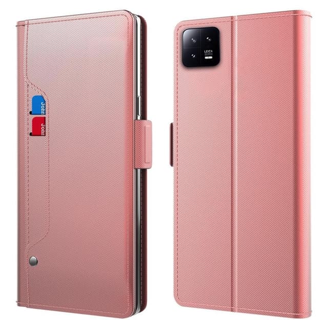 SKALO Xiaomi 13 5G Korthållare Spegel Plånbok - Roséguld