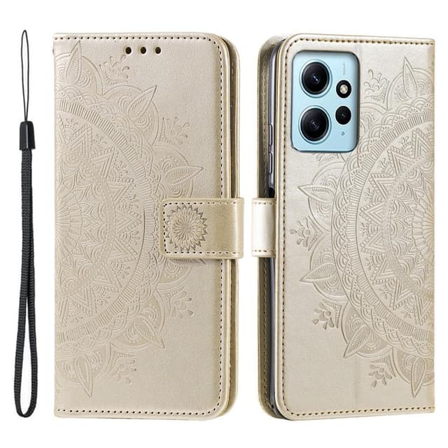 SKALO Xiaomi Redmi Note 12 4G Mandala Flip Cover - Guld