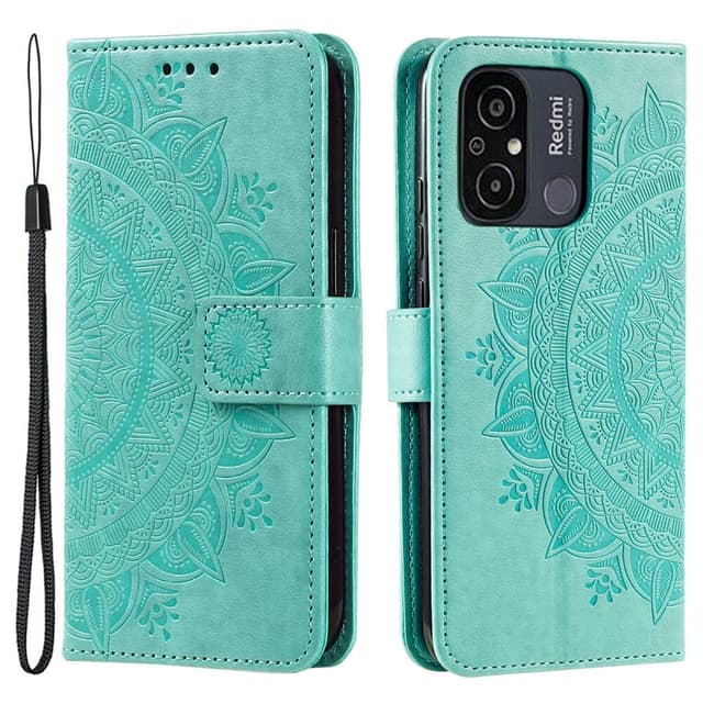 SKALO Xiaomi Redmi 12C 4G Mandala Flip Cover - Turkis