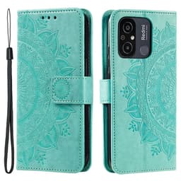 SKALO Xiaomi Redmi 12C 4G Mandala Flip Cover - Turkis
