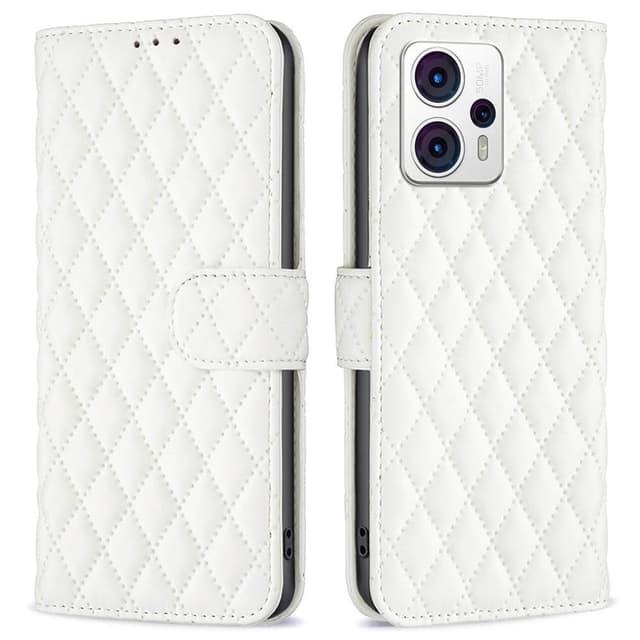 SKALO Motorola Moto G53 5G BINFEN COLOR Quiltat Plånbok - Vit