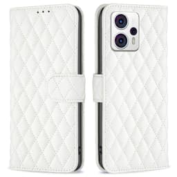 SKALO Motorola Moto G53 5G BINFEN COLOR Tikattu Lompakko - Valkoinen
