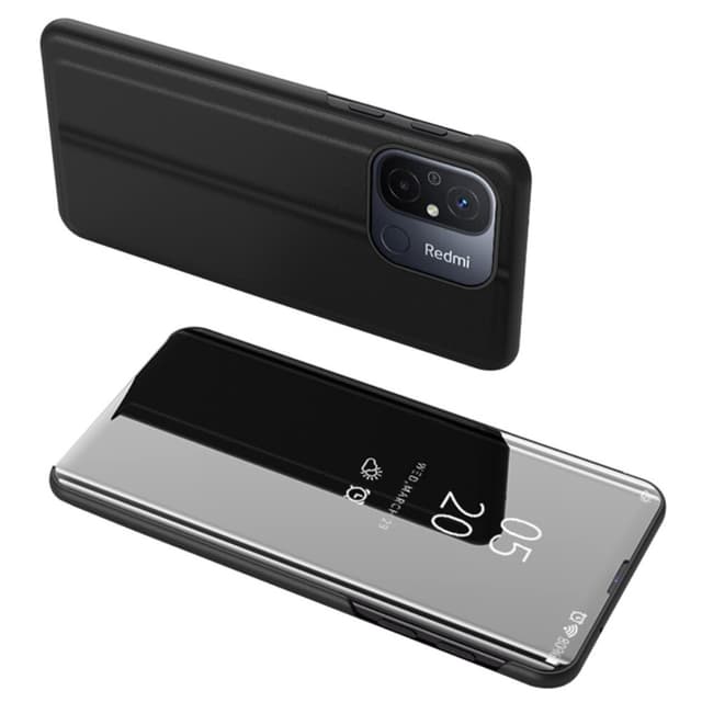 SKALO Xiaomi Redmi 12C 4G Clear View Spegel fodral - Svart