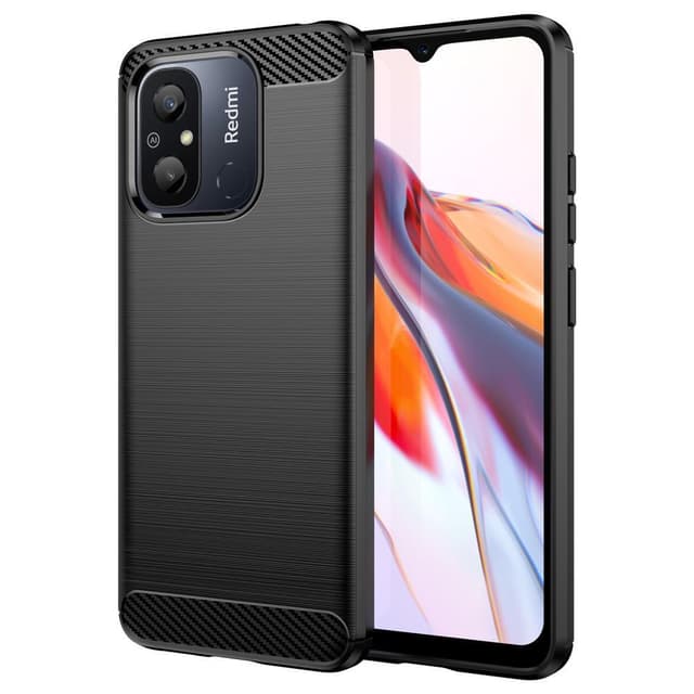 SKALO Xiaomi Redmi 12C 4G Armor Carbon Stöttåligt TPU-skal - Svart