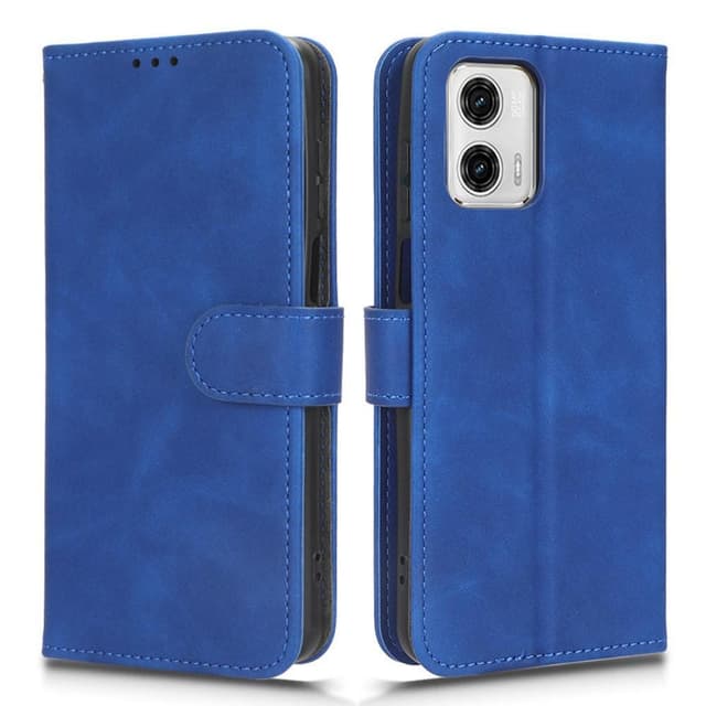 SKALO Motorola Moto G73 5G Matt PU-læderpungetui - Blå