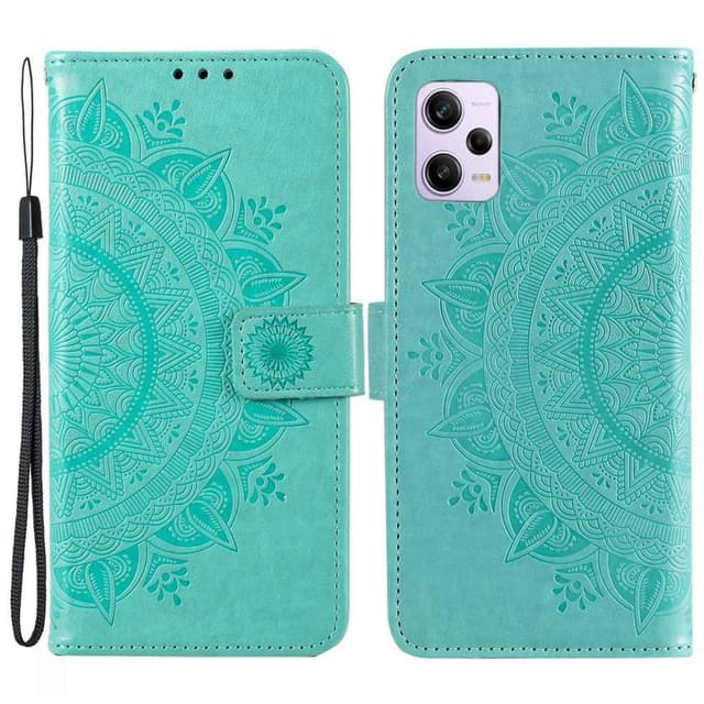 SKALO Xiaomi Redmi Note 12 Pro 5G Mandala Flip Cover - Turkis