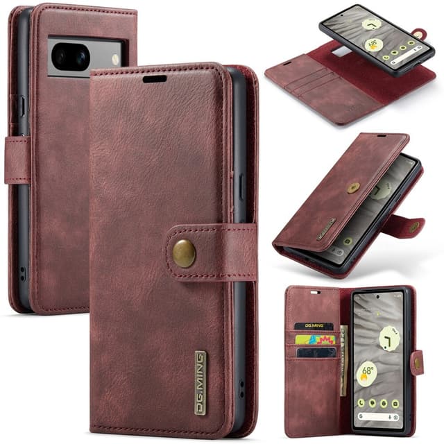 DG MING Google Pixel 7a 2-i-1 Magnet Plånboksfodral - Röd