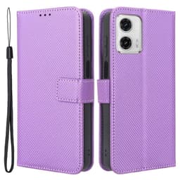 SKALO Motorola Moto G73 5G Premium Mini Rhombus Lompakkokotelo - Violetti