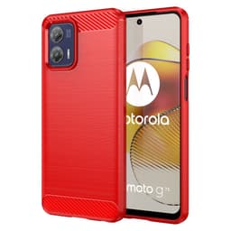 SKALO Motorola Moto G73 5G Armor Carbon Stöttåligt TPU-skal - Röd