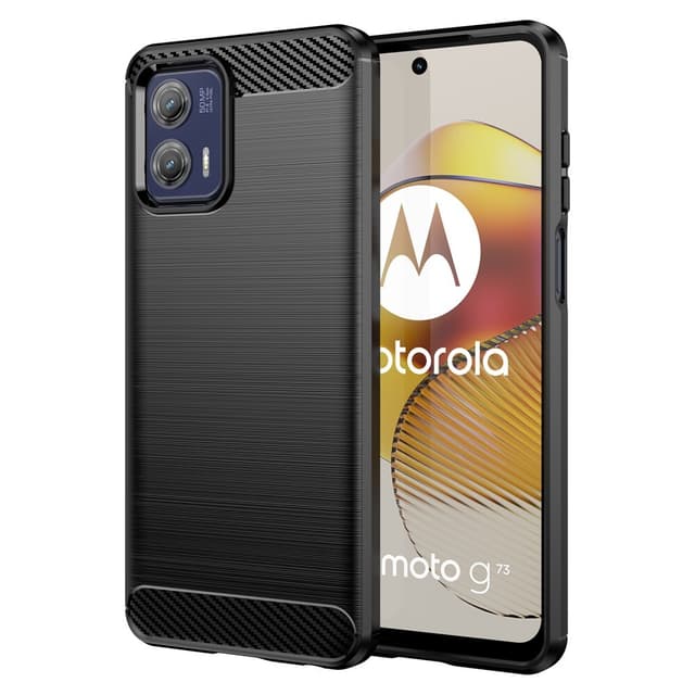 SKALO Motorola Moto G73 5G Armor Carbon Iskunkestävä TPU suojakuori - Musta