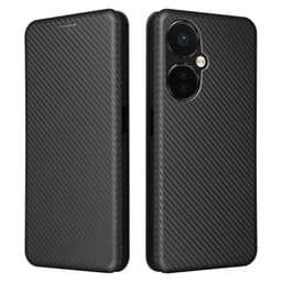 SKALO OnePlus Nord CE 3 Lite 5G Carbon Fiber Lompakkokotelo - Musta