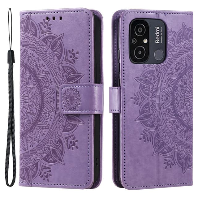 SKALO Xiaomi Redmi 12C 4G Mandala Flip Cover - Lilla
