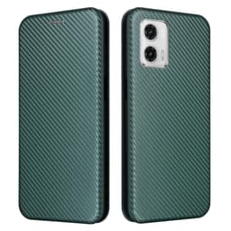 SKALO Motorola Moto G73 5G Carbon Fiber Lompakkokotelo - Vihreä