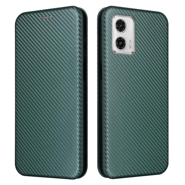 SKALO Motorola Moto G73 5G Carbon Fiber Lompakkokotelo - Vihreä