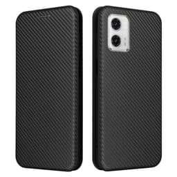 SKALO Motorola Moto G73 5G Carbon Fiber Lompakkokotelo - Musta