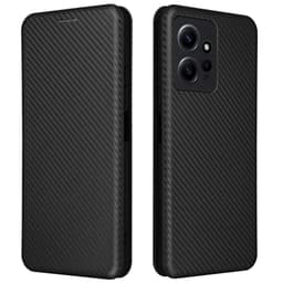 SKALO Xiaomi Redmi Note 12 4G Carbon Fiber Plånboksfodral - Svart