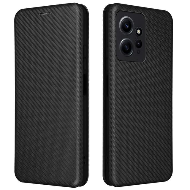 SKALO Xiaomi Redmi Note 12 4G Carbon Fiber Plånboksfodral - Svart