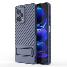 SKALO Xiaomi Redmi Note 12 Pro 5G Twill 2.0 TPU skal med ställ - Mörkblå