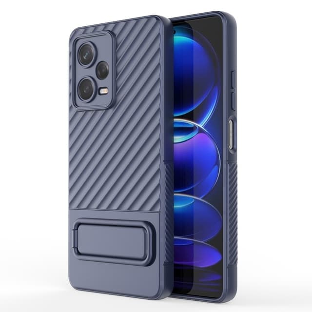 SKALO Xiaomi Redmi Note 12 Pro 5G Twill 2.0 TPU skal med ställ - Mörkblå