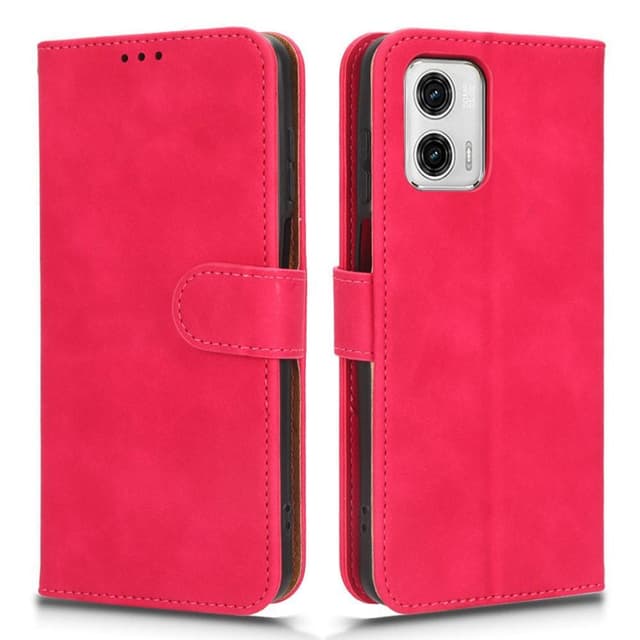 SKALO Motorola Moto G73 5G Matt PU-læderpungetui - Cerise