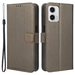 SKALO Motorola Moto G73 5G Premium Mini Romb Plånboksfodral - Brun