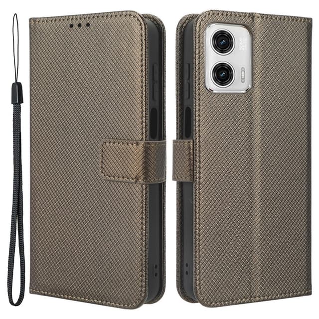 SKALO Motorola Moto G73 5G Premium Mini Romb Plånboksfodral - Brun