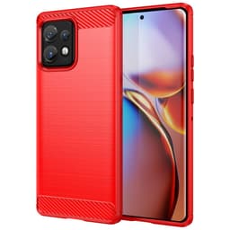 SKALO Motorola Edge 40 Pro 5G Armor Carbon Iskunkestävä TPU suojakuori - Punainen